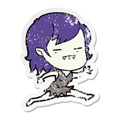 distressed sticker of a cartoon undead vampire girl