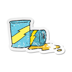 retro distressed sticker of a cartoon soda cans