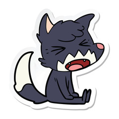 sticker of a angry cartoon fox sitting