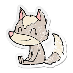 Fototapeta premium distressed sticker of a friendly cartoon wolf