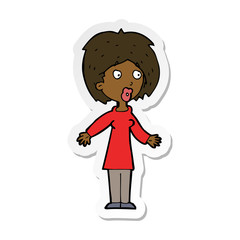 sticker of a cartoon surprised woman