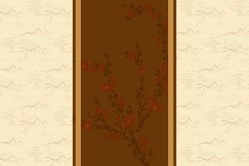 Oriental Retro Background, Landscape Texture, Plum Blossom, Package Cover Template
