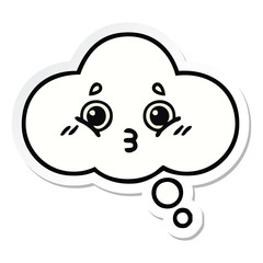 sticker of a cute cartoon thought bubble