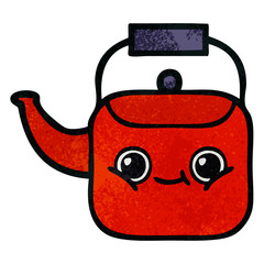 retro grunge texture cartoon kettle