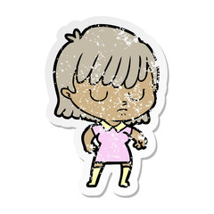 distressed sticker of a cartoon woman
