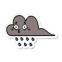 sticker of a cute cartoon storm rain cloud