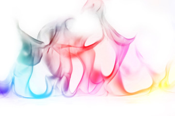 Multi Color Fire Flame Abstract on white background. A mystic colorful smoke. Blurry bright...