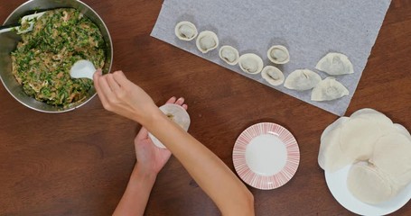 Top view of Homemade chinese meat dumpling