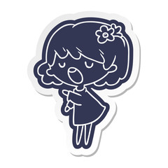 cartoon sticker of a cute kawaii girl