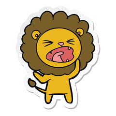 sticker of a cartoon angry lion