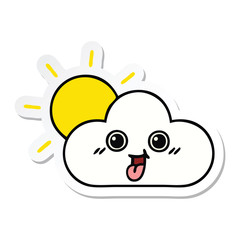 sticker of a cute cartoon sun and cloud