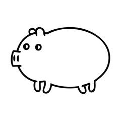 line drawing cartoon fat pig