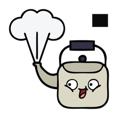 cute cartoon steaming kettle