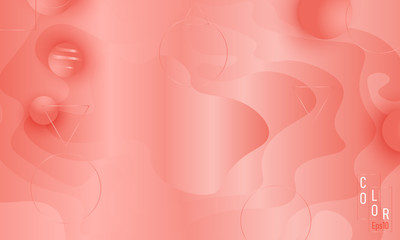 Coral color background. Fluid shapes pattern.