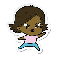 sticker of a cartoon stressed woman