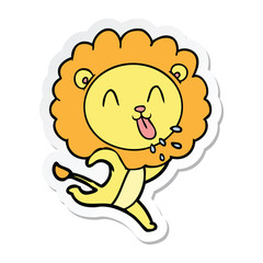 sticker of a happy cartoon lion
