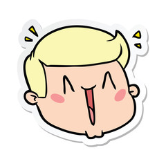 sticker of a happy cartoon male face