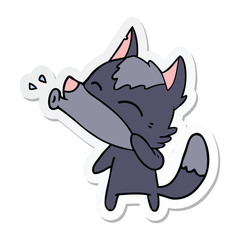 sticker of a howling wolf cartoon