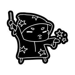 cartoon icon  cute kawaii wizard child