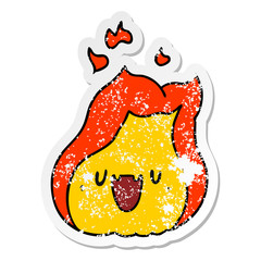 distressed sticker cartoon kawaii cute fire flame