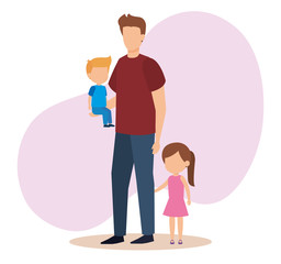 father with son and daughter characters