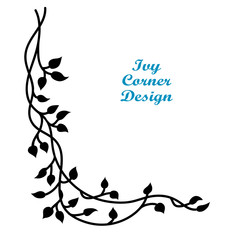 Ivy vine corner design element, hand drawn wedding invitation border or spring graphic art decoration, vector color can be changed