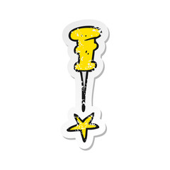 retro distressed sticker of a cartoon office tack