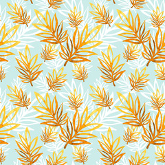 Golden-daisy seamless pattern. Floral background with golden-daisy flowers watercolor. Hand drawn painting. Sketch style. Botanical illustration for textile, print, paper and decoration.