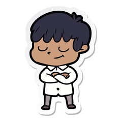 sticker of a cartoon happy boy