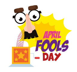 april fools day card with comic face accessories