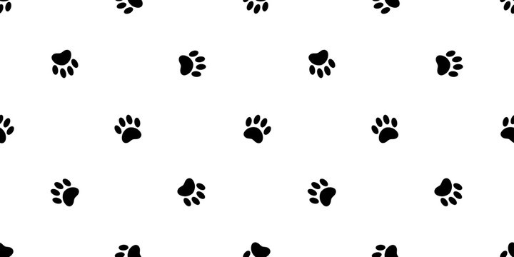 Dog Paw seamless pattern vector footprint cat bear puppy scarf isolated cartoon tile background repeat wallpaper illustration