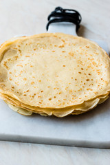Large Stack of Plain Thin Pancake Crepes