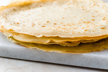 Large Stack of Plain Thin Pancake Crepes