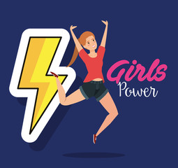 power girl jumping celebrating with energy ray