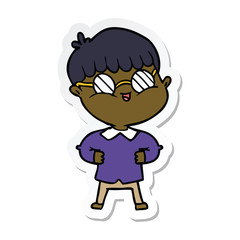 Obraz premium sticker of a cartoon boy wearing spectacles