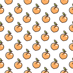 Cute pattern with peach on a white background. It can be used for packaging, wrapping paper, textile and etc.