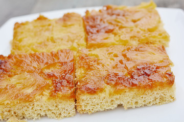 Square pieces of pineapple cake.