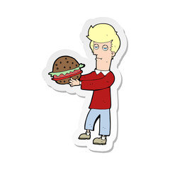 sticker of a cartoon man eating burger