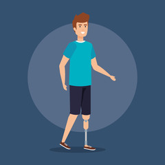 disabled man with leg prosthesis rehabilitation