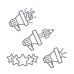 A set of equipment for advertising, alerts. Vector linear signs.