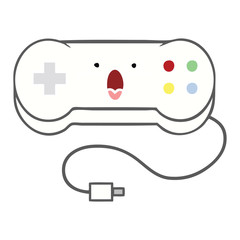 flat color retro cartoon game controller