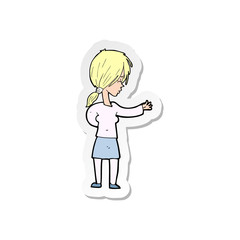 sticker of a cartoon woman gesturing