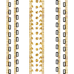 Pattern black and glitter on white background. Etnic tribal ornament surface design