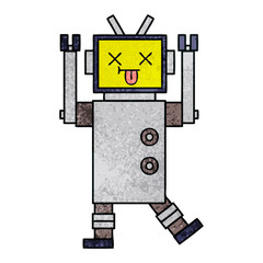 retro grunge texture cartoon robot