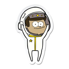 sticker of a happy astronaut cartoon