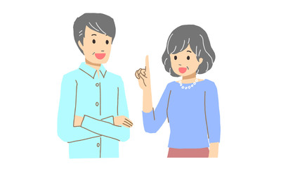 話し合うシニアカップル