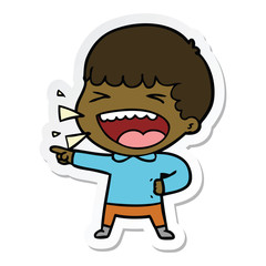 sticker of a cartoon laughing man