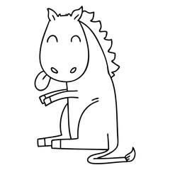 quirky line drawing cartoon horse