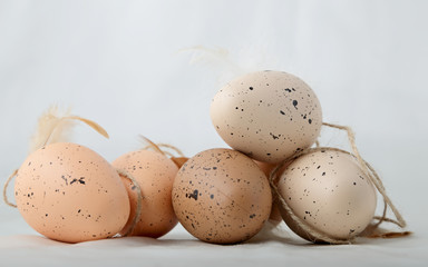 Rustic easter eggs on a white background
