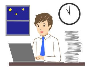 残業をするサラリーマン